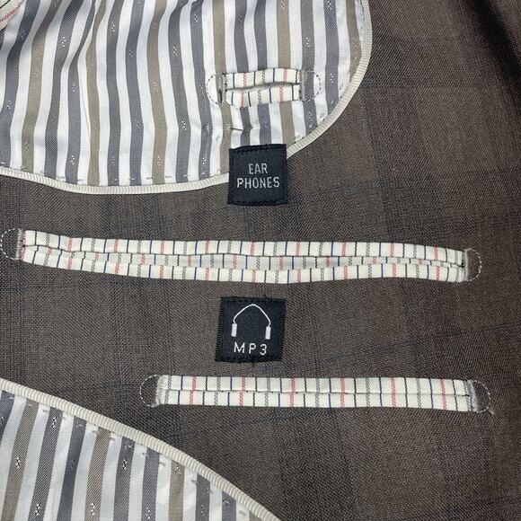 West End Mens 3pc Suit Tan Plaid Check 48L IT Fits US 44L/46L 40W Tapered Pants - Picture 7 of 15